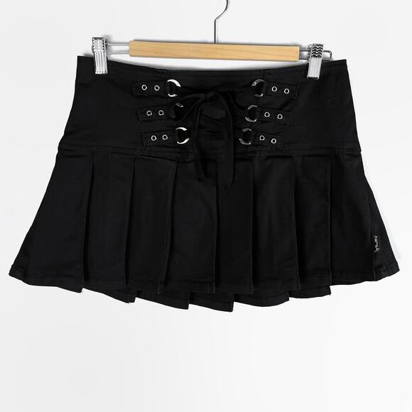 Rare Tripp NYC Black Corset Lace Up Pleated Mini Skirt Size Small Goth Hot Topic - Picture 2 of 13